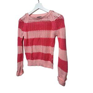 Gap Kids Pink Crochet Knit Sweater | Girls XXL 14–16 Lightweight Pullover